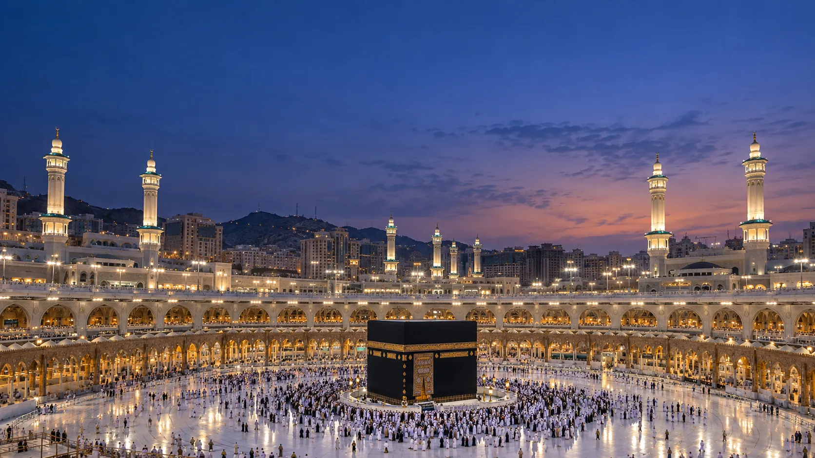 Masjid al-Haram in Makkah at blue hour
